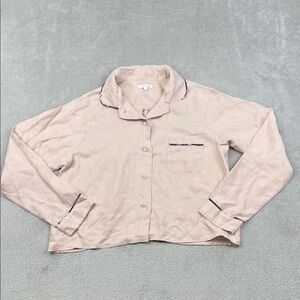 NEW Unsubscribed XS 100% Silk Blush Pink Button Down PJ Shirt